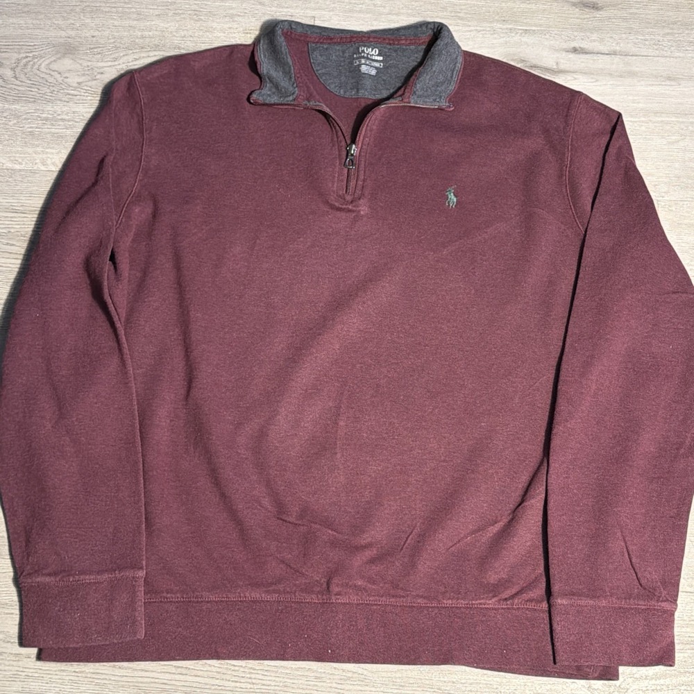 Polo‎ Ralph Lauren Burgundy 1/4 Zip Fleece Pullover Men's XL